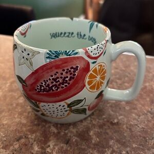 Opal House Squeeze the Day Fruit‎ Papaya Dragonfruit Stoneware Coffee Mug
